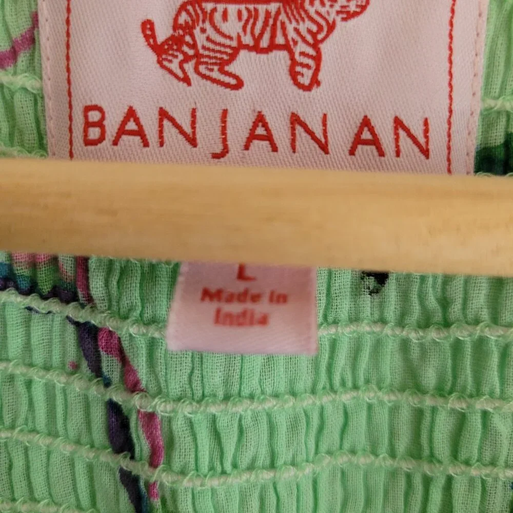 Banjanan Ira Ruffle Sleeve Maxi Dress Green Floral Peacock with Pockets Large - Picture 6 of 9